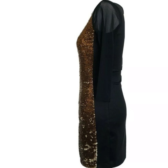 BEBE ADDICTION Black Gold Mini Sequin body iconic party dress - Picture 9 of 9